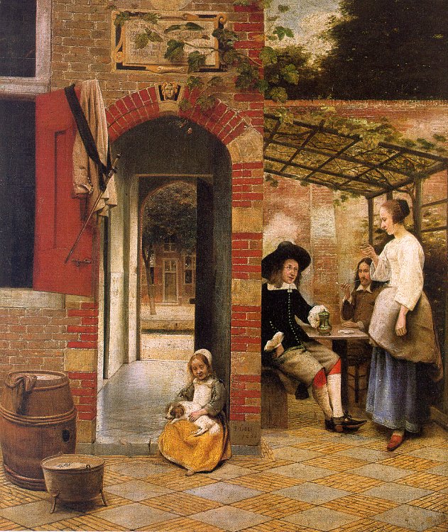 Courtyard with an Arbor and Drinkers